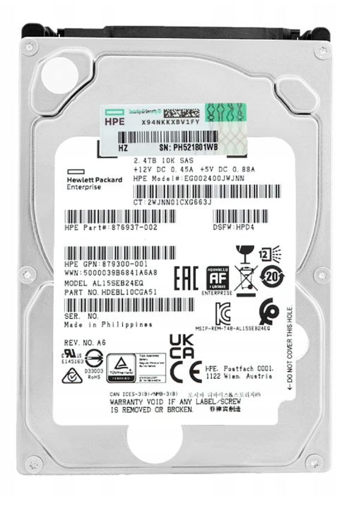 HPE DRV, HD 2.4TB 12G SAS 10K 512e-TSH
