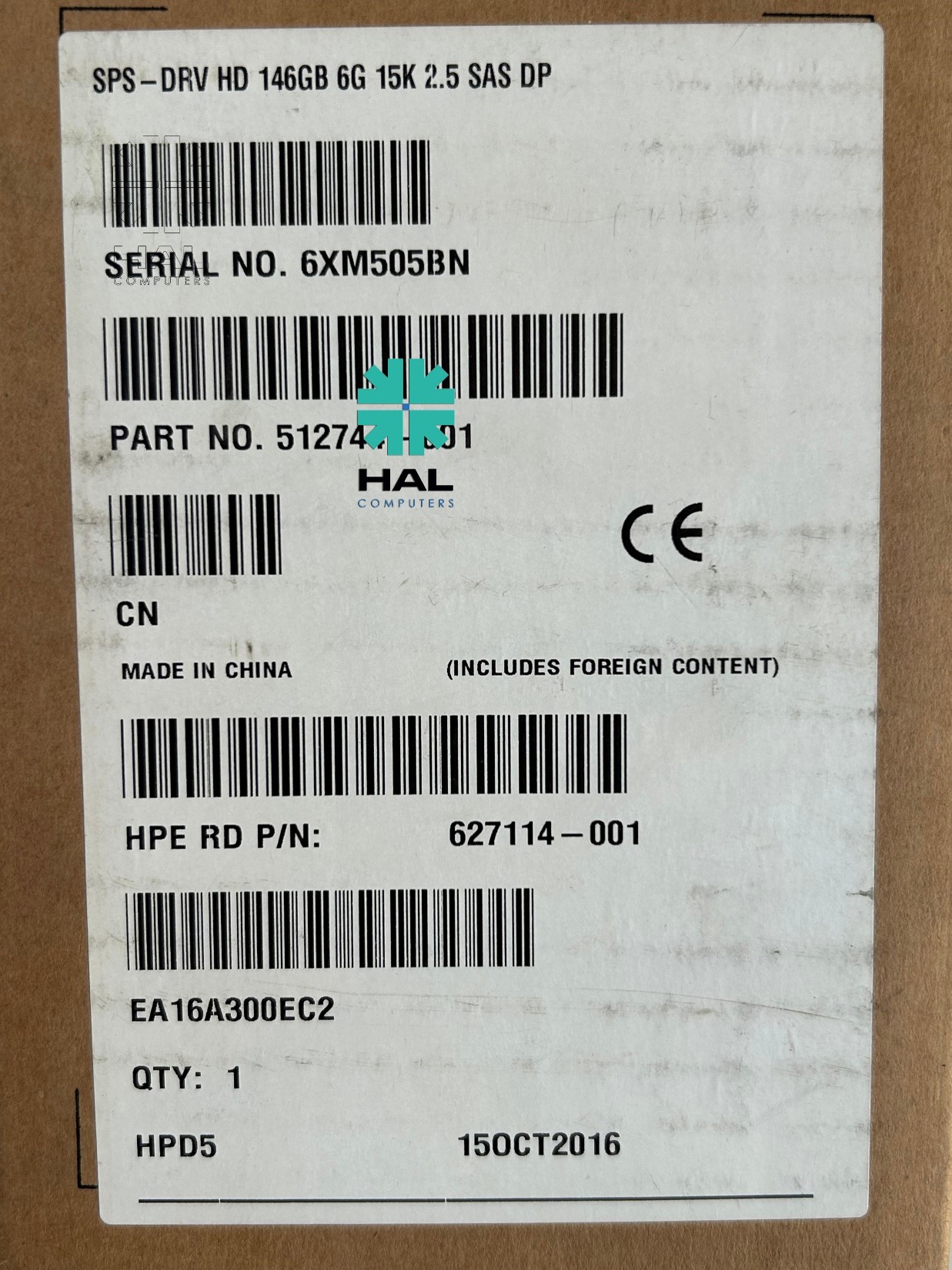 HPE DRV HD 146GB 6G 15K 2.5 SAS DP