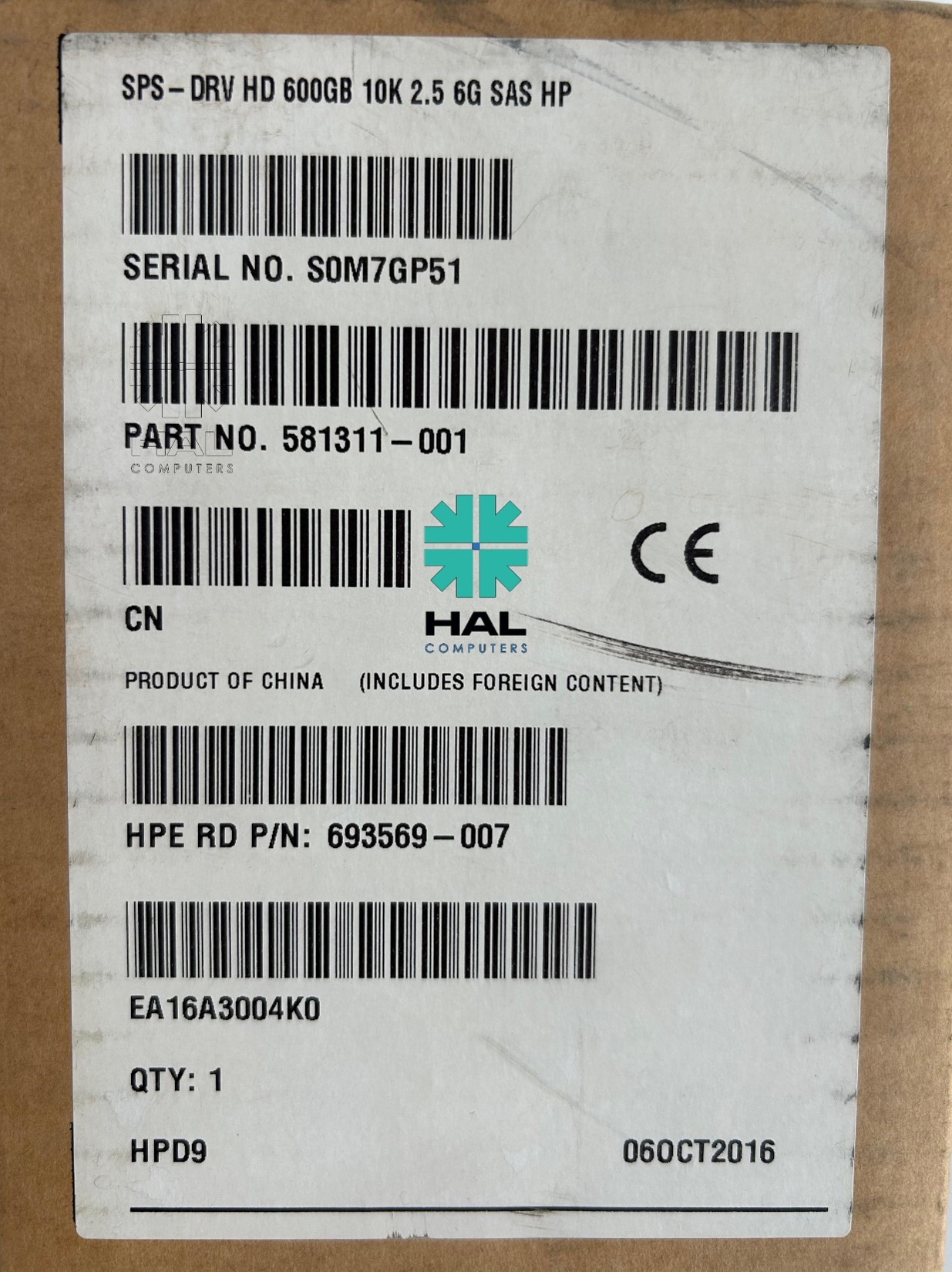 HP DRV HD 600GB 10K 2.5 6G SAS