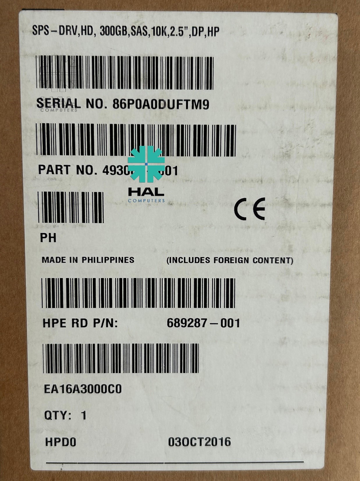 HP DRV,HD, 300GB,SAS,10K,2.5,DP