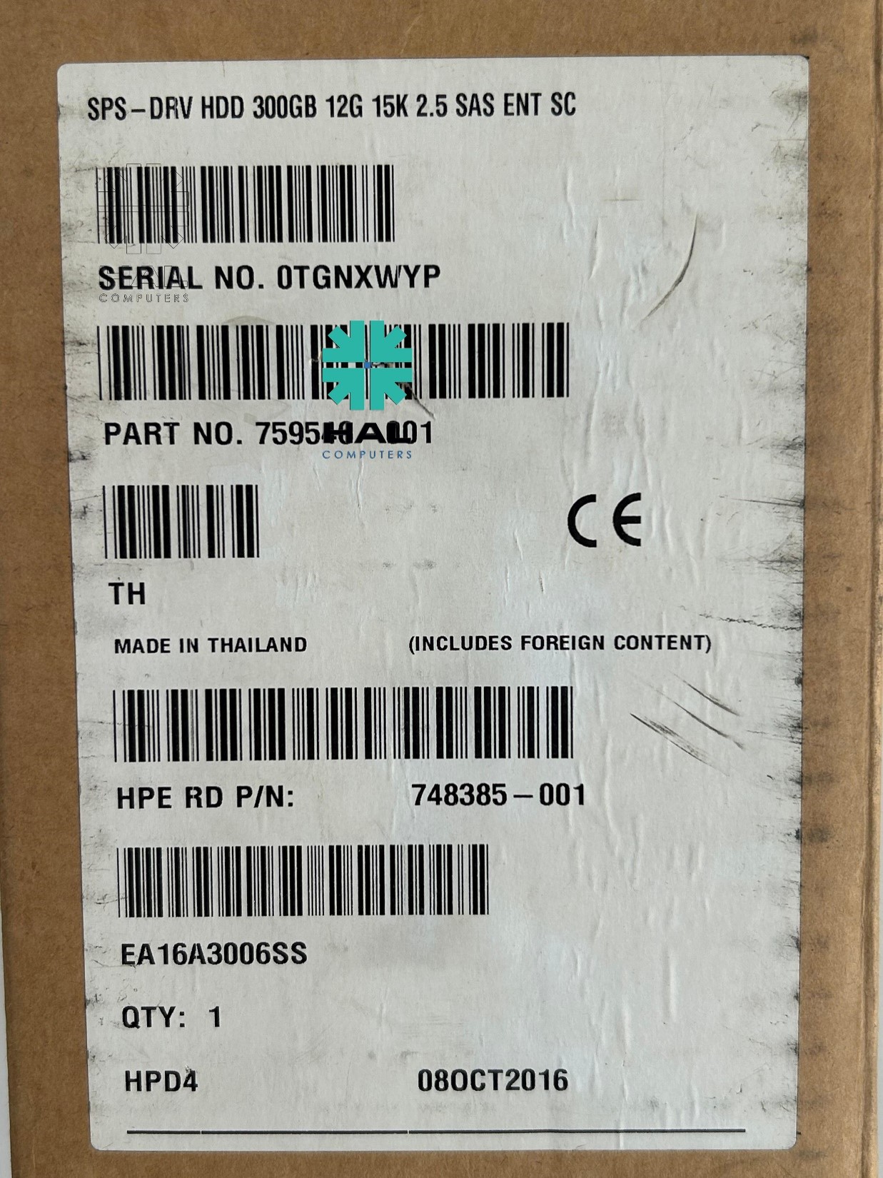 HPE DRV HDD 300GB 12G 15K 2.5 SAS ENT SC