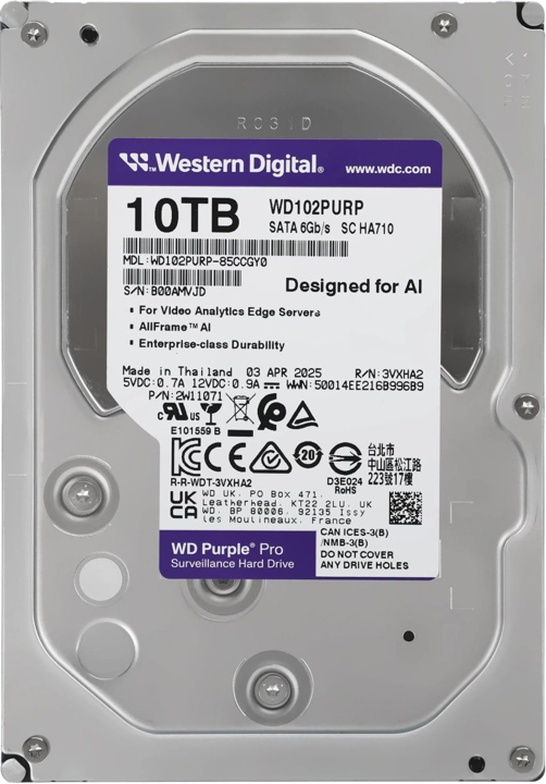 Western Digital Purple Pro 10TB 3.5" SATA Surveillance Hard Drive